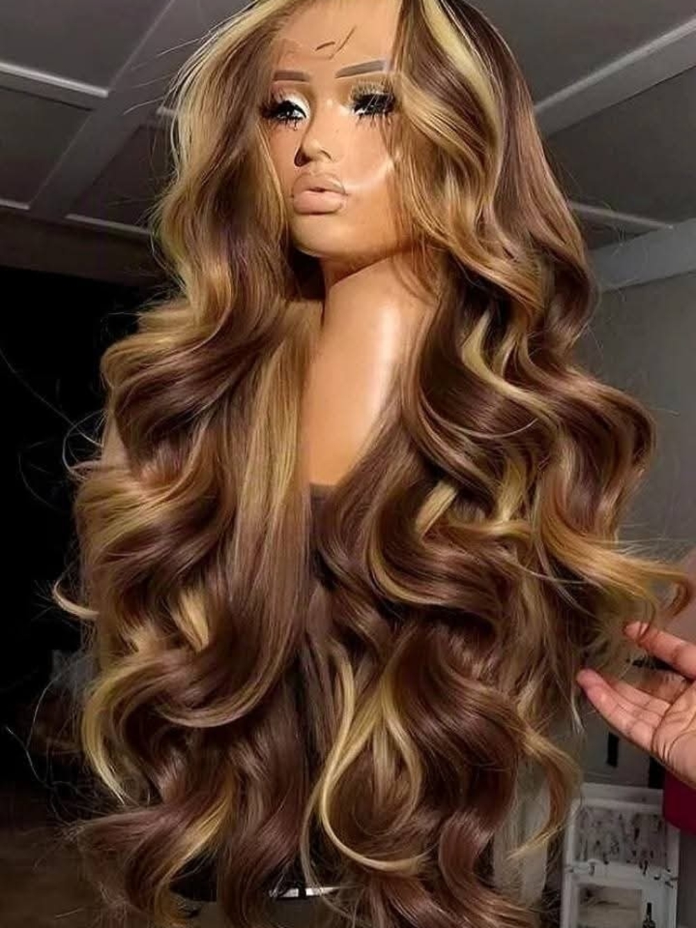 Luxurious Brown & Blonde Highlighted Women's Wig